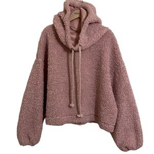 Anna Grace Oversized Cropped Sherpa Funnel Neck Hoodie